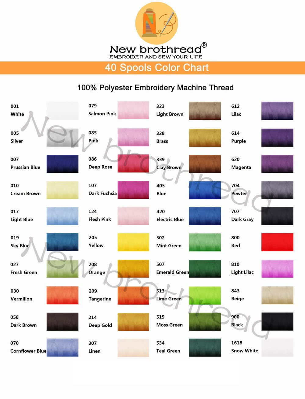 40 Spools Polyester Machine Embroidery Thread Kit 500M Colors Compatible with Brother Colors