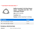 thumbnail image 2 of Muffler Assembly To Tail Line Exhaust Gasket - Compatible with 1983 - 1991 Volkswagen Vanagon 1984 1985 1986 1987 1988 1989 1990, 2 of 2