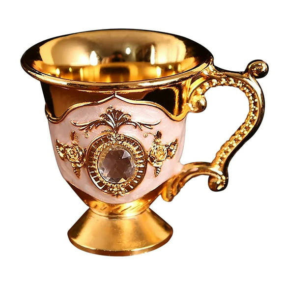 Under 10 Glass&Bottle Qianlong Cup Antique Ornaments European Style Creative Retro Baijiu Cup Handle Cup Metal Handicraft Gift Home Decoration Tea Cup
