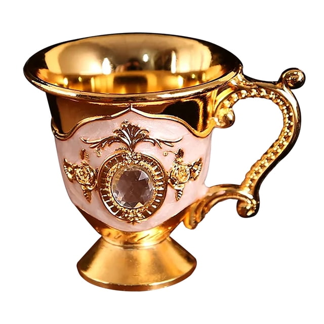 Glass Food Storage Containers, Tyeign Antique Wine Cup - Retro Metal Handle Design, European Style Gift, Home Decoration Tea Cup, Vintage Craftsmanship Water Cup Glass Straws Tumbler Cups