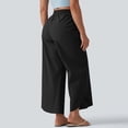 thumbnail image 5 of Laqbezok Women's Waterproof Cargo Pants, High Waist Drawstring Wide Leg Cropped Trousers with Pockets for Hiking Travel Outdoor Vacation, 5 of 8