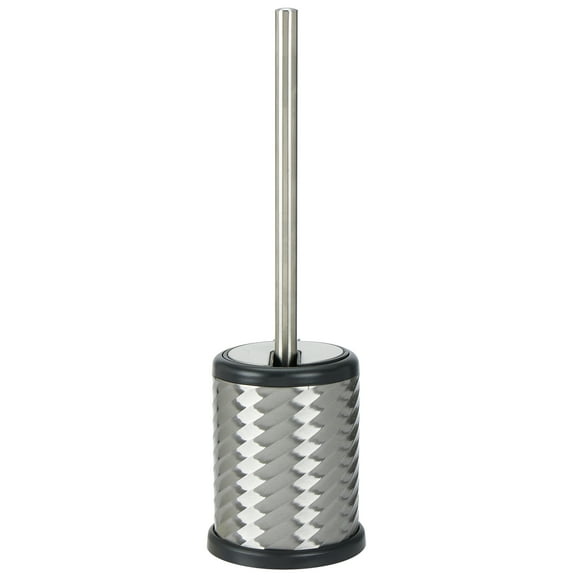 Bath Bliss Self Closing Lid Toilet Brush and Holder in Stainless Steel Swirl