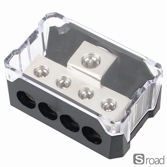 4 Gauge Car Audio Power Distribution Block, Waterproof Fused 1 In 4 Out Amplifier Distribution Box With Ground, Heavy Duty Zinc Alloy For Car Stereo Amplifier System Install
