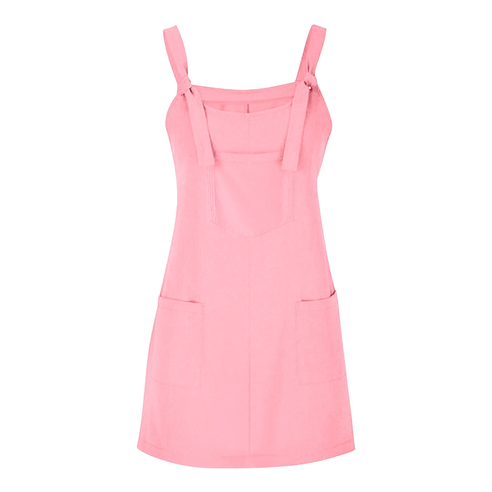 iOPQO Overalls Women Womens Dresses Women Soild Pinafore Square Apron Garden Work Pinafore Dress Suspender Dress Casual Dresses For Women Hot Pink S