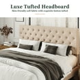 thumbnail image 3 of Amolife King Linen Fabric Upholstered Platform Bed Frame with Adjustable Headboard, Diamond Button Tufted Style, Beige, 3 of 8