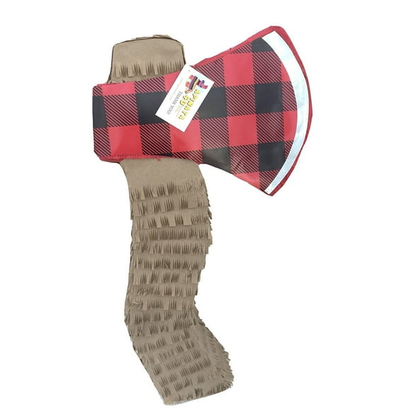 APINATA4U Plaid Axe Pinata Lumberjack Theme