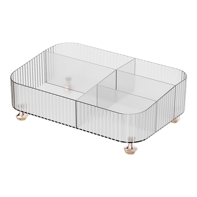 Caja de almacenamiento de escritorio, organizador de 5 compartimentos, estante transparente
