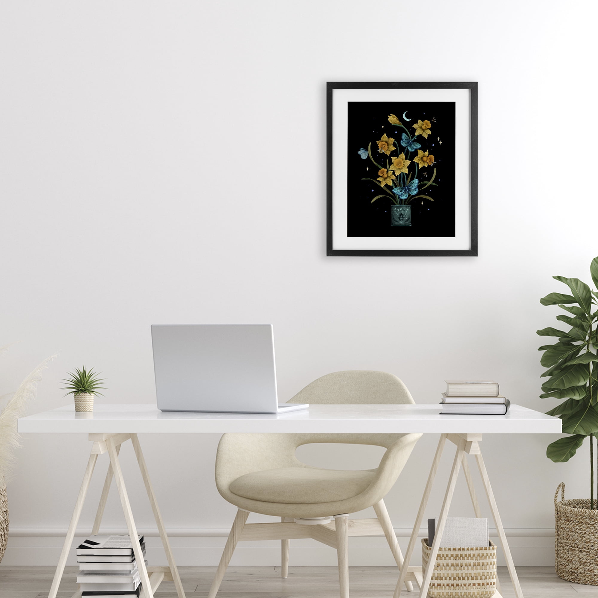Stupell Industries Mystical March Daffodils Black Framed Print Under Glass, design by Episodic Drawings