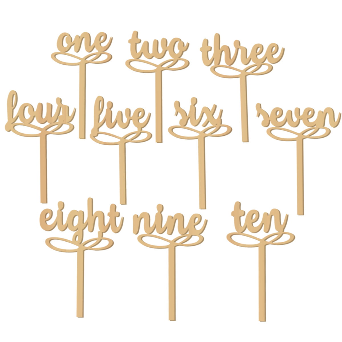 Set of 15 Freestanding wedding wooden table numbers with round base/sticks 
