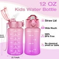 thumbnail image 5 of Oldley Leak-Proof 12 oz Pink Tritan Plastic Water Bottles with Straw Lid & Stickers, 5 of 6