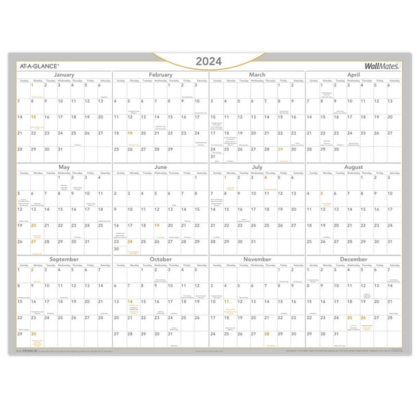 ATAGLANCE 2024 WallMates SelfAdhesive DryErase Yearly Calendar