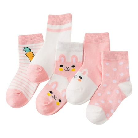

Toddler Boys Girls Socks Floor Socks Summer Cotton Socks Cartoon Thin Breathable Fall Cartoon Fashion 5Pcs Size 3-5T