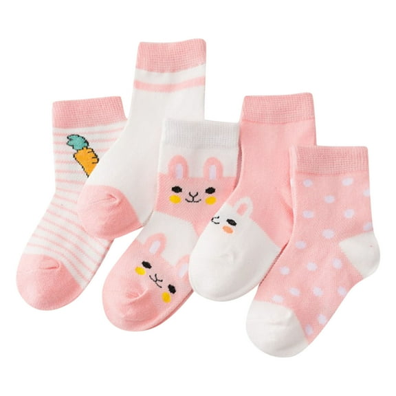 Utlike 5 Pairs Baby Girls Socks Summer Thin Comfortable Breathable Fashion Cartoon Ankle Socks For Toddler Girls Size 3 Years-5 Years