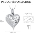 thumbnail image 4 of Angel Wing Cremation Urn Necklace for Ashes Openable Heart Loved Ones Keepsake Necklace Memorial Urn Pendant for Women Men, 4 of 7