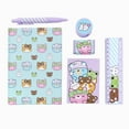 thumbnail image 1 of Claire's Ensemble de Papeterie Violet Sleepy Animals de 6 Pcs, Comprend Bloc-Notes, Règle, journal, Taille-Crayon, Stylo et Gomme, 12308, 1 of 2
