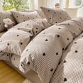 thumbnail image 2 of Nayoroom 2 Pieces Khaki Grid Comforter Set Love Heart Plaid Buffalo Check Gingham Pattern Microfiber Bedding Set Modern Cottage Preppy Decor, 2 of 6