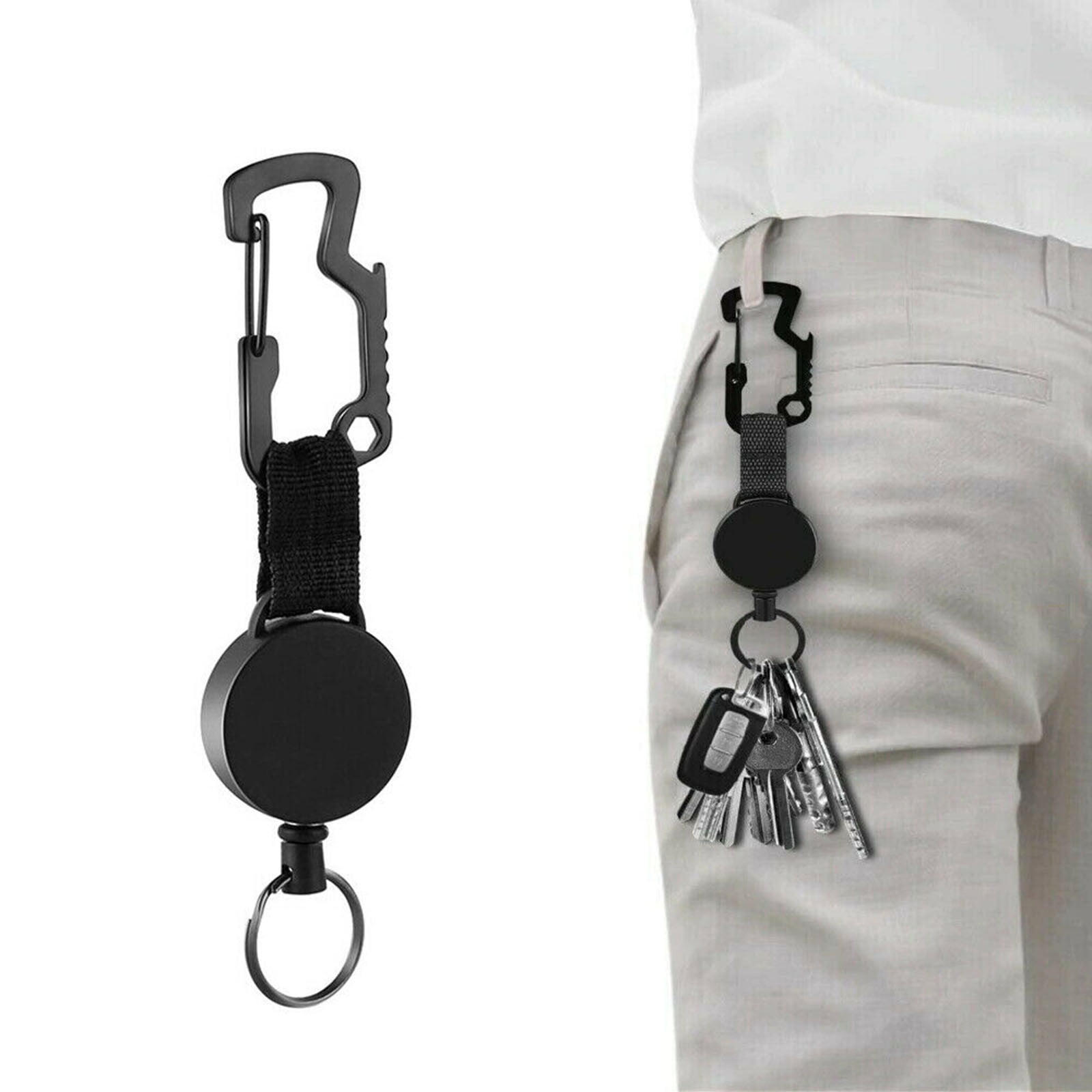 Details about   Alloy Wire Rope Key Chain Retractable Anti Lost Badge Reel EDC Accessories BB 