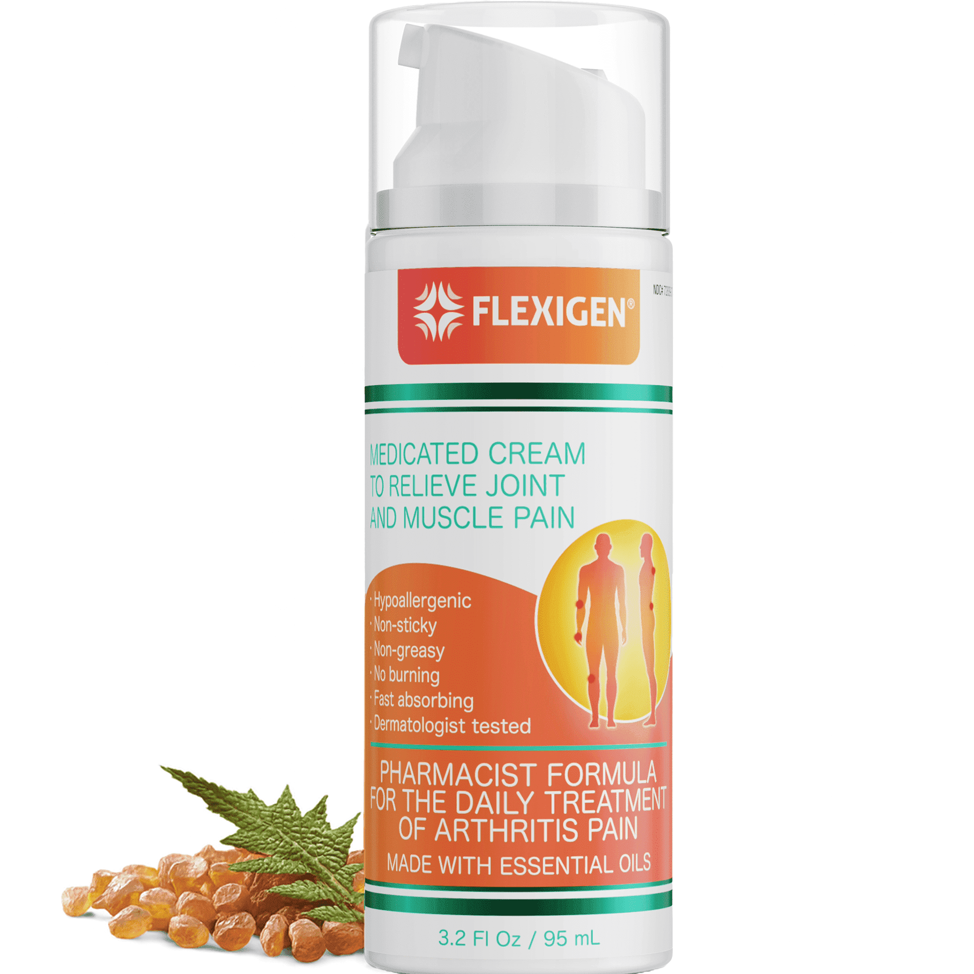 Flexigen Frankincense and Menthol 1.25% Pain Relief Cream for Arthritis, Joint & Muscle Support, 3.2 oz