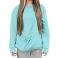 thumbnail image 2 of Chandails d'Automne Grande Taille pour Femmes Mode Décontractée Couleur Unie Poche Col Rond Manches Longues Chandail en Molleton Amusant, 2 of 7