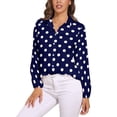 thumbnail image 2 of Classic Polka Dots Blouse Womens Blue And White Street Wear Loose Blouses Long Sleeve Funny Shirts Custom Clothes Large Size, 2 of 7