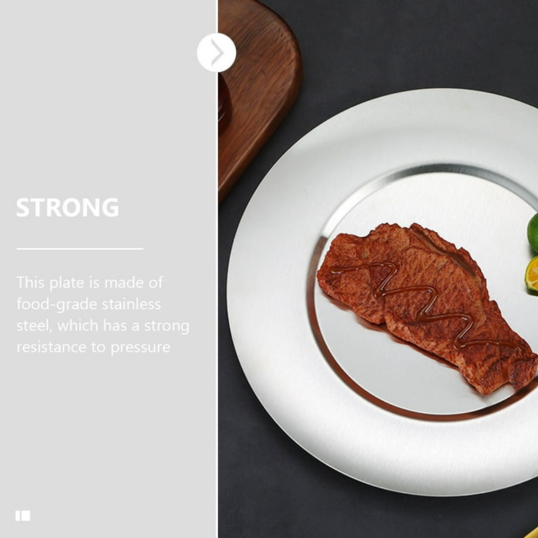 Stainless Steel Plate Round Steak Plate Household Food Plate Metal Steak Plate Stainless Steel Plate Walmart