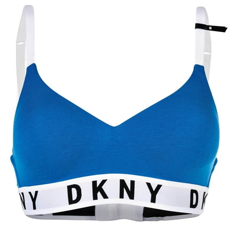 Dkny Women Bustier - Bra, Triangle Bra, Logo, Solid Color Blue Xl (X-Large)