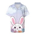 thumbnail image 5 of vigerkar Easter Shirts for Women Easter Bunny Shirt Funny Rabbit Graphic Festival Party Short Sleeve Button Up Tops (Light Purple, XXL), 5 of 6