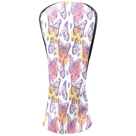 Golf Club Head Cover Waterproof Leather Golf Accessories HeadCovers Set Driver Headcover for Women Men Purple Butterfly