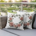 thumbnail image 4 of Pink Rose Pillow Covers 2 Pack Watercolor Wreath Pillowcase Waterproof Outdoor Throw Pillow Cover for Patio Garden Square Cushion 18”x18”, 4 of 9
