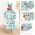 thumbnail image 3 of FORMRS Wearable Blanket Hoodie with Sleeves for Kids Cozy Flannel Sweatshirt, Blue Trains Pattern, 3 of 7