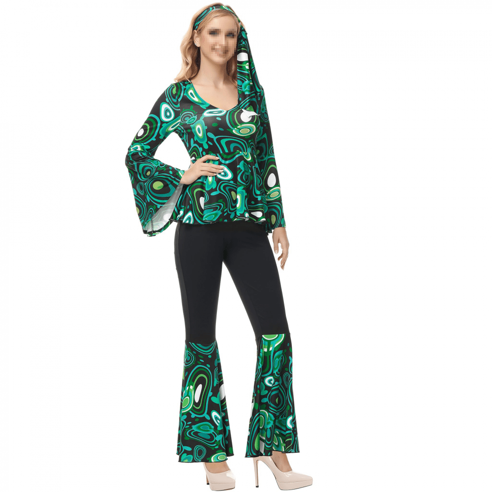 Disfraz Hippie Para Mujer – Set De 6 Piezas Con Poncho Tie-Dye Y Accesorios Para Fiestas Temáticas De Los 60 Y 70