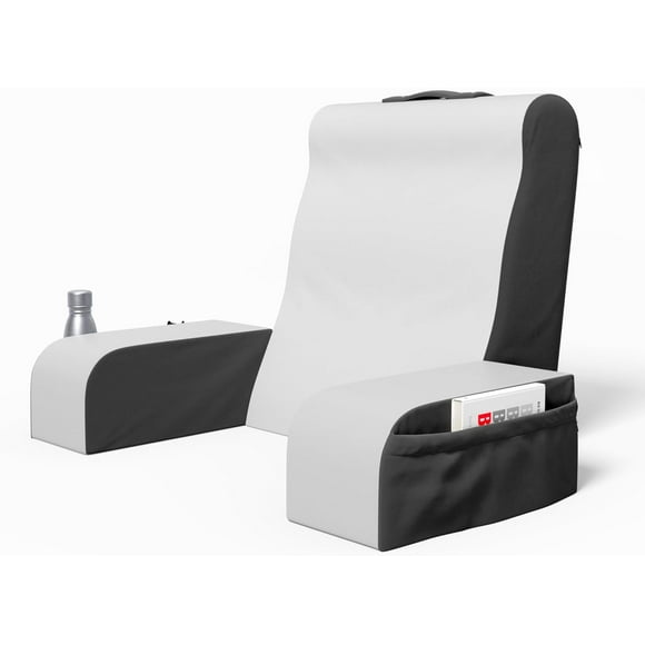 Kolbs Almohada de Lectura | Soporte Completo para Comodidad de Espuma Sólida | Almohada de Respaldo para Sentarse en la Cama Viendo Televisión, Leyendo O Jugando - Almohada de Soporte para la Espalda con Brazos (Gris/blanco, Estándar)
