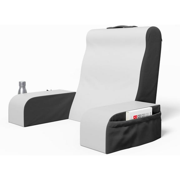 Kolbs Reading Pillow | Full Support for Comfort Solid Foam | Back Pillow for Bed Sitting Up TV Book Gaming Pillow - Back Support Pillow for Bed Backrest Bed Chair with Arms (Grey/White, Standard)