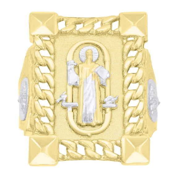 10k Two-tone Gold Mens St. Benedict Religious Ring