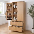 thumbnail image 5 of Mintazer 72" Modern Fluted Freestanding Kitchen Pantry Storage Cabinet with 2 Door & 2 Drawers, Large Storage Hutch with 8 Spice Door Racks for Kitchen Dining Room Bathroom, Natural, 5 of 13