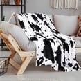 thumbnail image 5 of Unique Bargains Cow Printed Soft 300GSM Flannel Throw Blanket Sofa Bed Black 39" x 51", 5 of 8