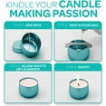 thumbnail image 4 of Hearts & Crafts Empty Tin Candle Jars with Lids for Candle Making - 8oz - Teal, 4 of 7