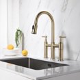 thumbnail image 3 of YYAO Commercial Kitchen Faucet, Metal Bathroom Faucet with Pull-Down Nozzle, Gold, 3 of 7