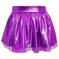 thumbnail image 7 of Aislor Girls 2 Piece Jazz Dance Performance Outfit Mock Neck Short Sleeve Sequins Crop Top with Shiny Tutu Skirt Purple 6, 7 of 7