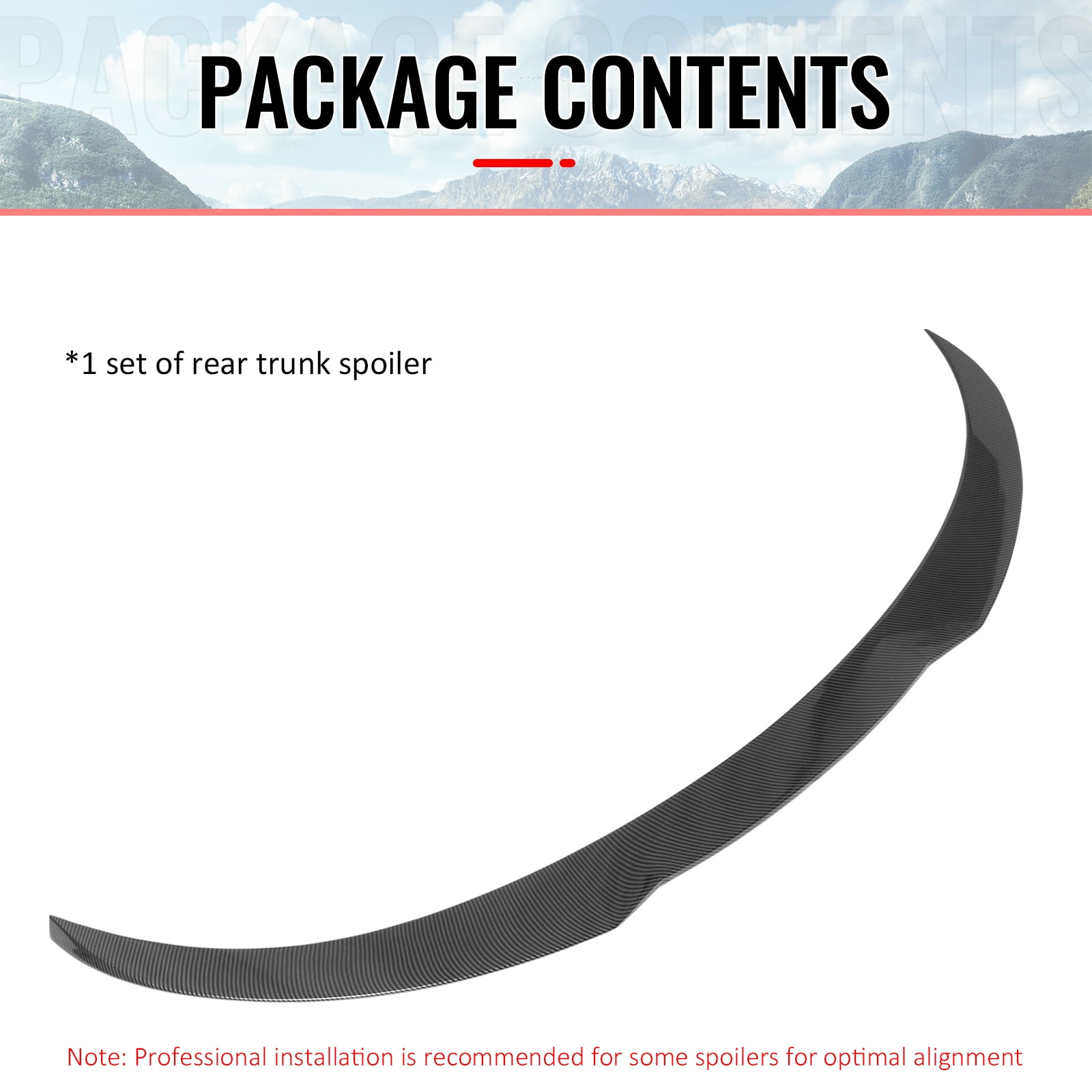 Ikon Motorsports Trunk Spoiler Compatible with 2025-2026 Tesla Model Y Juniper, IKON Style Carbon Fiber Print ABS Plastic Rear Trunk Lid Spoiler Wing Lip