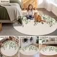 thumbnail image 5 of Eucalyptus Leaves Large Round Rug 8 FT, Non Slip Living Room Area Carpet, Sage Green Spring Botanical Rustic Washable Soft Circle Rug Non-Shedding Floor Carpet for Bedroom Office Dining Room, 5 of 9