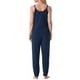 thumbnail image 3 of Conjunto de pijama de felpa esponjosa sin mangas para mujer INSPIRE CHIC, pantalones jogger gruesos, ropa de casa y pijama, color azul marino, 3 of 5