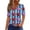 Blue, variant on Women's Casual V-Neck Short Sleeve T-Shirt with Heart Print and Decorative Buttons, Valentine's Day Fashion Tee for Daily Wear and Weekend Outfits,Vermilion,S