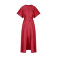 thumbnail image 4 of Dresses for Women Solid Color Fashionable Round Neck Short Sleeve Dress, Red M on Clearance, 4 of 8