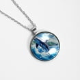 thumbnail image 4 of Dolphin Glass Circular Pendant Necklace - Women's Fashion Necklace, 4 of 5