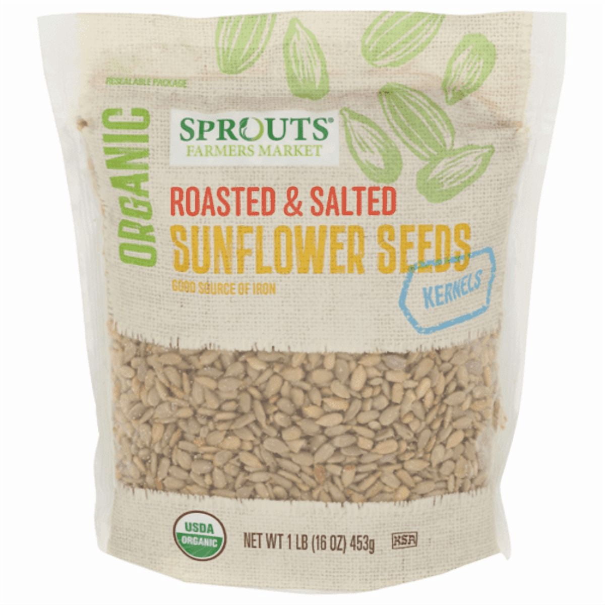 Sprouts Organic Roasted Salted Sunflower Seed Kernels 16 oz (Pack of 3)