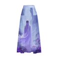 thumbnail image 4 of WFJCJPAF 2024 New Halloween Clearance! Women Skirts Plus Size Long,Women's Printed Elastic Waistband Pleated Pocket Skirt With Mid Calf Skirt - Purple XL, 4 of 5