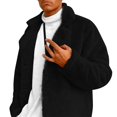 thumbnail image 3 of Men's Jacket Full Zip Open Front Coat Lightweight Warm Outdoor Casual Lined Pockets Wind Black 3XL, 3 of 5