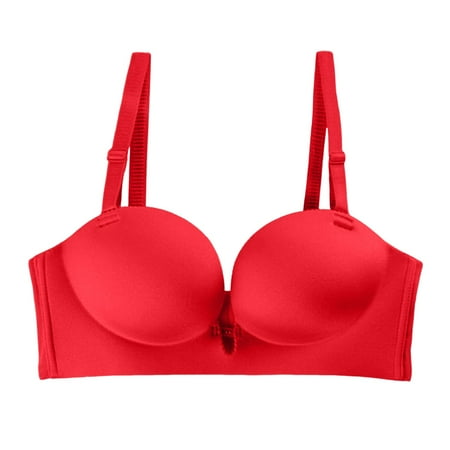 

ZMHEGW Wireless Bra for Women Wire-Free Seamless Bra Solid Print Red 80