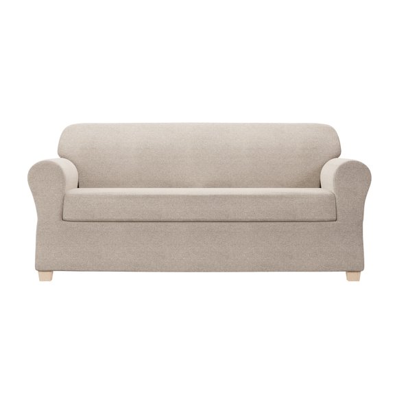 Zenna Home Recycled Cotton Sofa Slipcover, 2-Piece, Khaki Heather